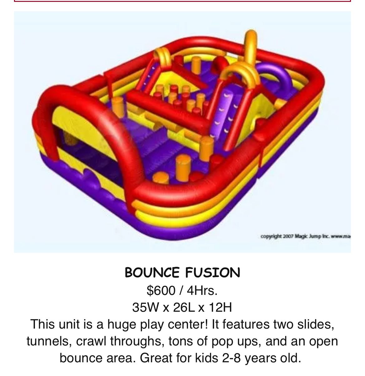 Bounce Fusion inflatable rental in Topeka, Kansas