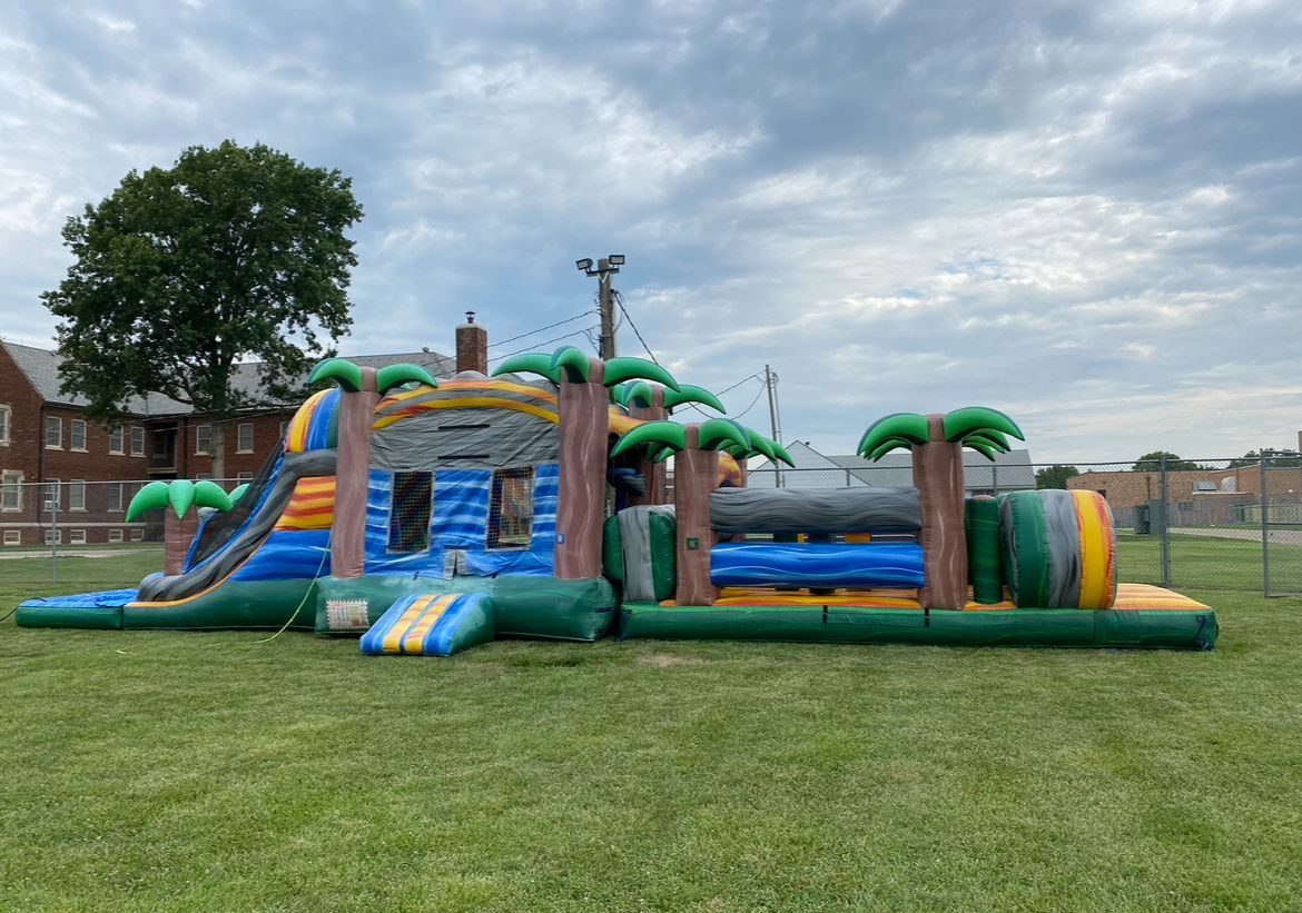 Tropical Obstacle Course with Pool inflatable rental in Topeka, Kansas